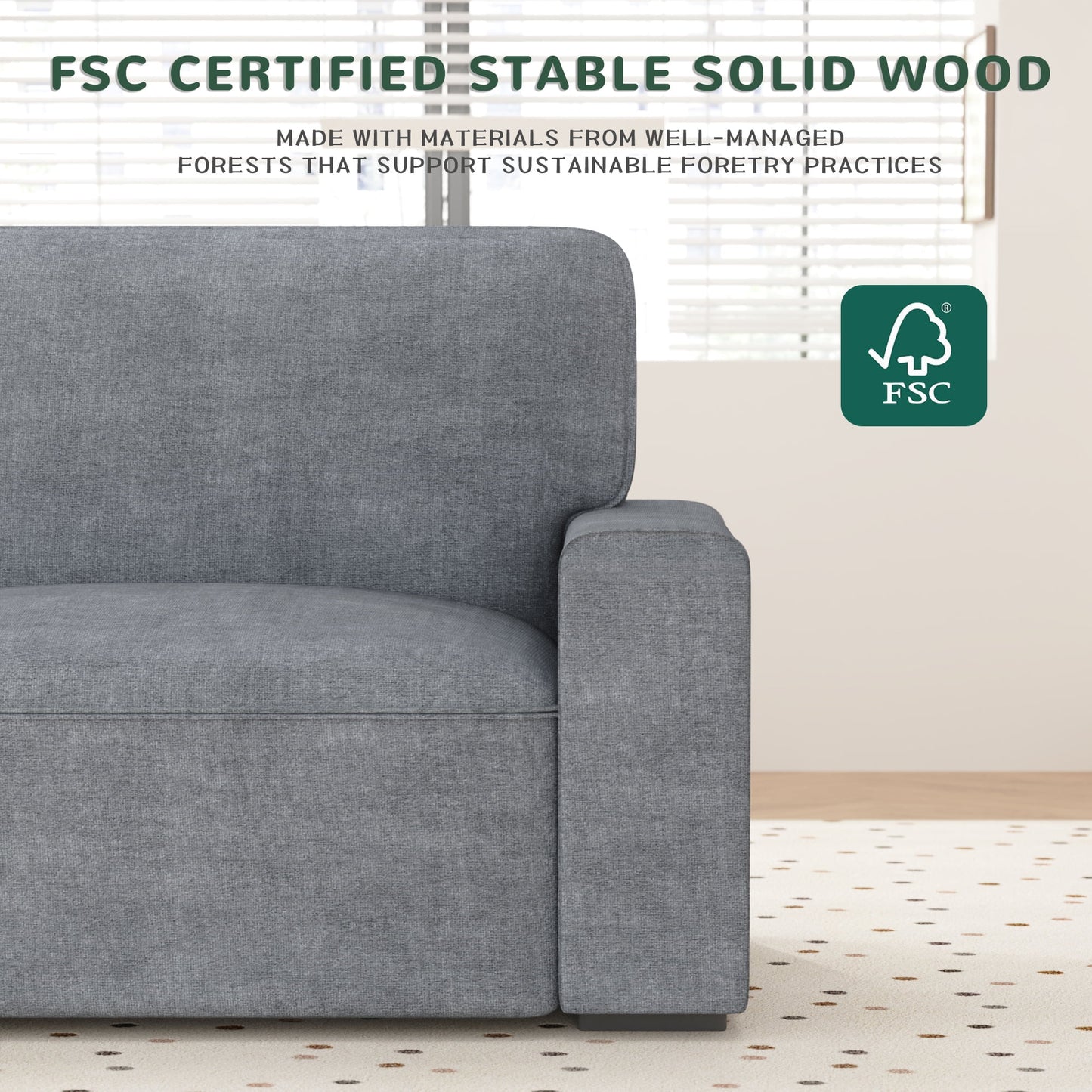 AAQZ 87" Comfy Sofa Couch for Living Room, Modern Deep Seat Couch with Wide Armrest, Removable Cover, Chenille Fabric Couches for Small Space, Apartment, 3 Seater(Light Gray)