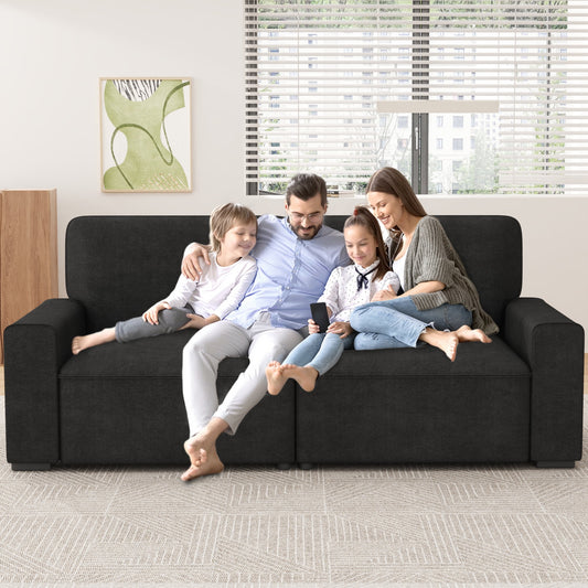 AAQZ 87" Comfy Sofa Couch for Living Room, Modern Deep Seat Couch with Wide Armrest, Removable Cover, Chenille Fabric Couches for Small Space, Apartment, 3 Seater(Deep Gray)