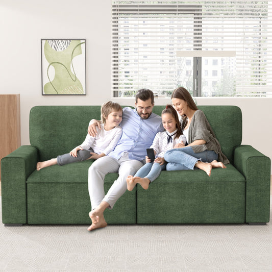 AAQZ 87" Comfy Sofa Couch for Living Room, Modern Deep Seat Couch with Wide Armrest, Removable Cover, Chenille Fabric Couches for Small Space, Apartment, 3 Seater(Green)