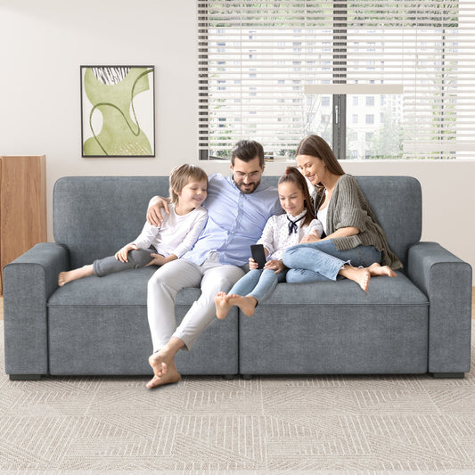 AAQZ 87" Comfy Sofa Couch for Living Room, Modern Deep Seat Couch with Wide Armrest, Removable Cover, Chenille Fabric Couches for Small Space, Apartment, 3 Seater(Light Gray)