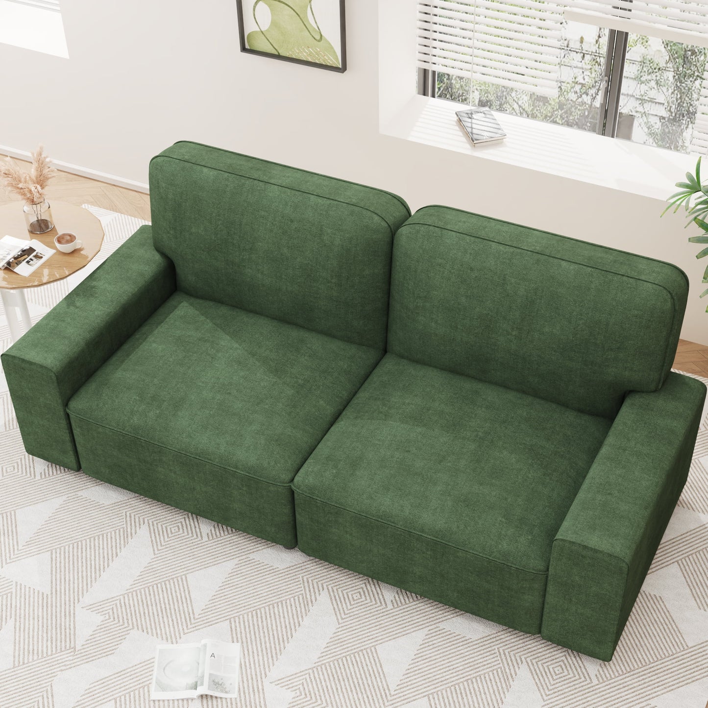 AAQZ 87" Comfy Sofa Couch for Living Room, Modern Deep Seat Couch with Wide Armrest, Removable Cover, Chenille Fabric Couches for Small Space, Apartment, 3 Seater(Green)