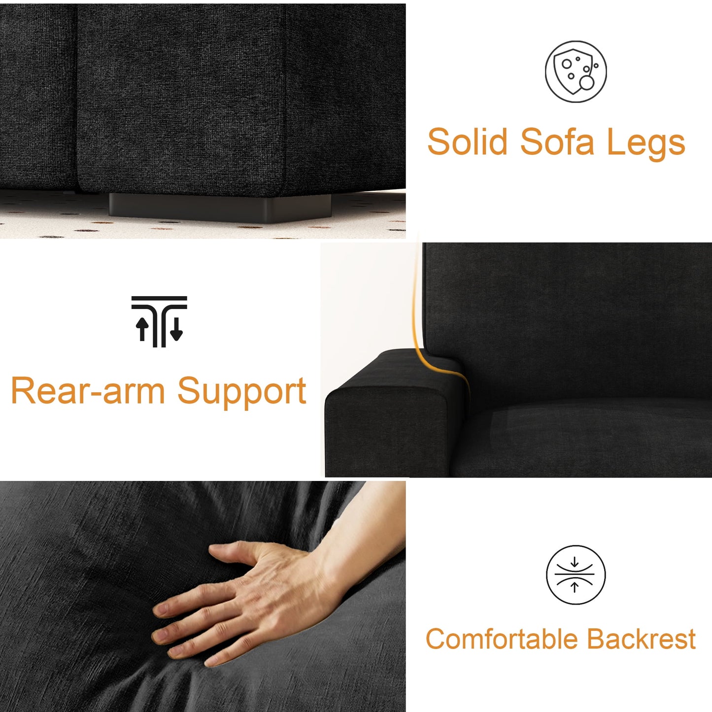 AAQZ 87" Comfy Sofa Couch for Living Room, Modern Deep Seat Couch with Wide Armrest, Removable Cover, Chenille Fabric Couches for Small Space, Apartment, 3 Seater(Deep Gray)
