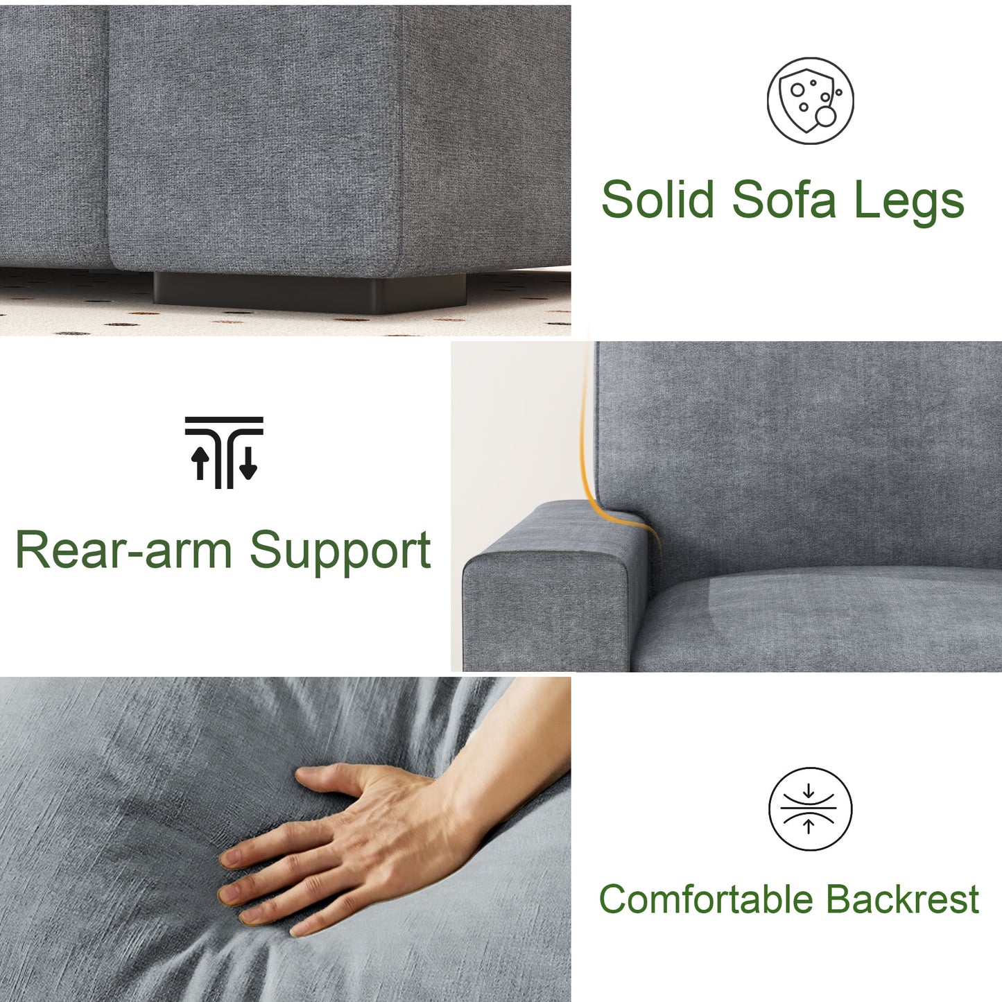 AAQZ 87" Comfy Sofa Couch for Living Room, Modern Deep Seat Couch with Wide Armrest, Removable Cover, Chenille Fabric Couches for Small Space, Apartment, 3 Seater(Light Gray)