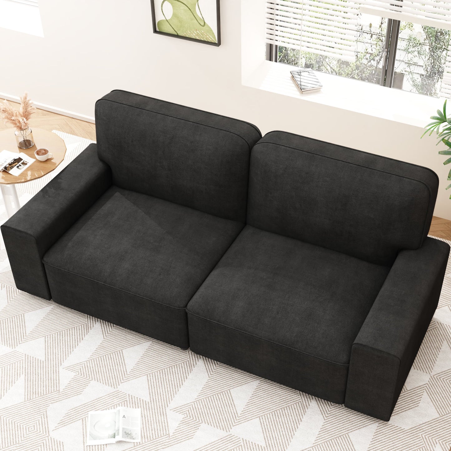 AAQZ 87" Comfy Sofa Couch for Living Room, Modern Deep Seat Couch with Wide Armrest, Removable Cover, Chenille Fabric Couches for Small Space, Apartment, 3 Seater(Deep Gray)