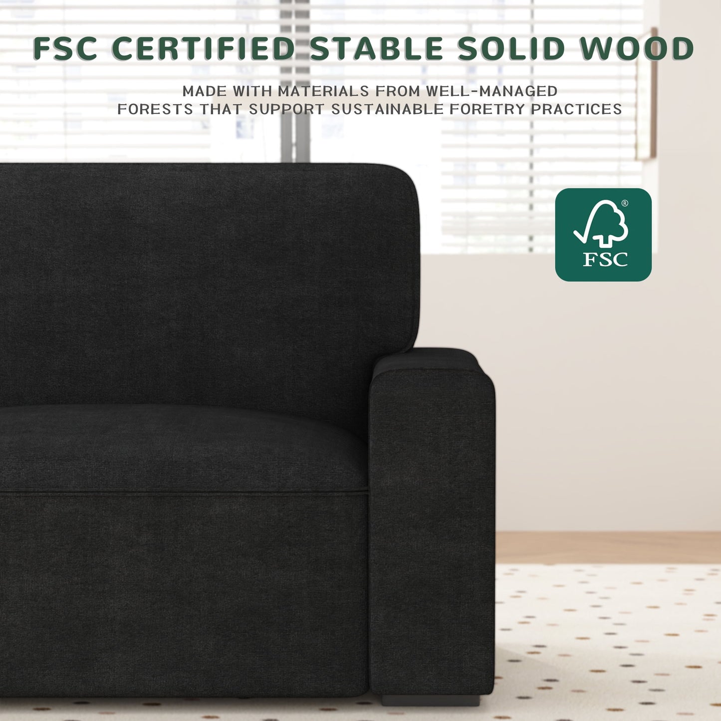 AAQZ 87" Comfy Sofa Couch for Living Room, Modern Deep Seat Couch with Wide Armrest, Removable Cover, Chenille Fabric Couches for Small Space, Apartment, 3 Seater(Deep Gray)